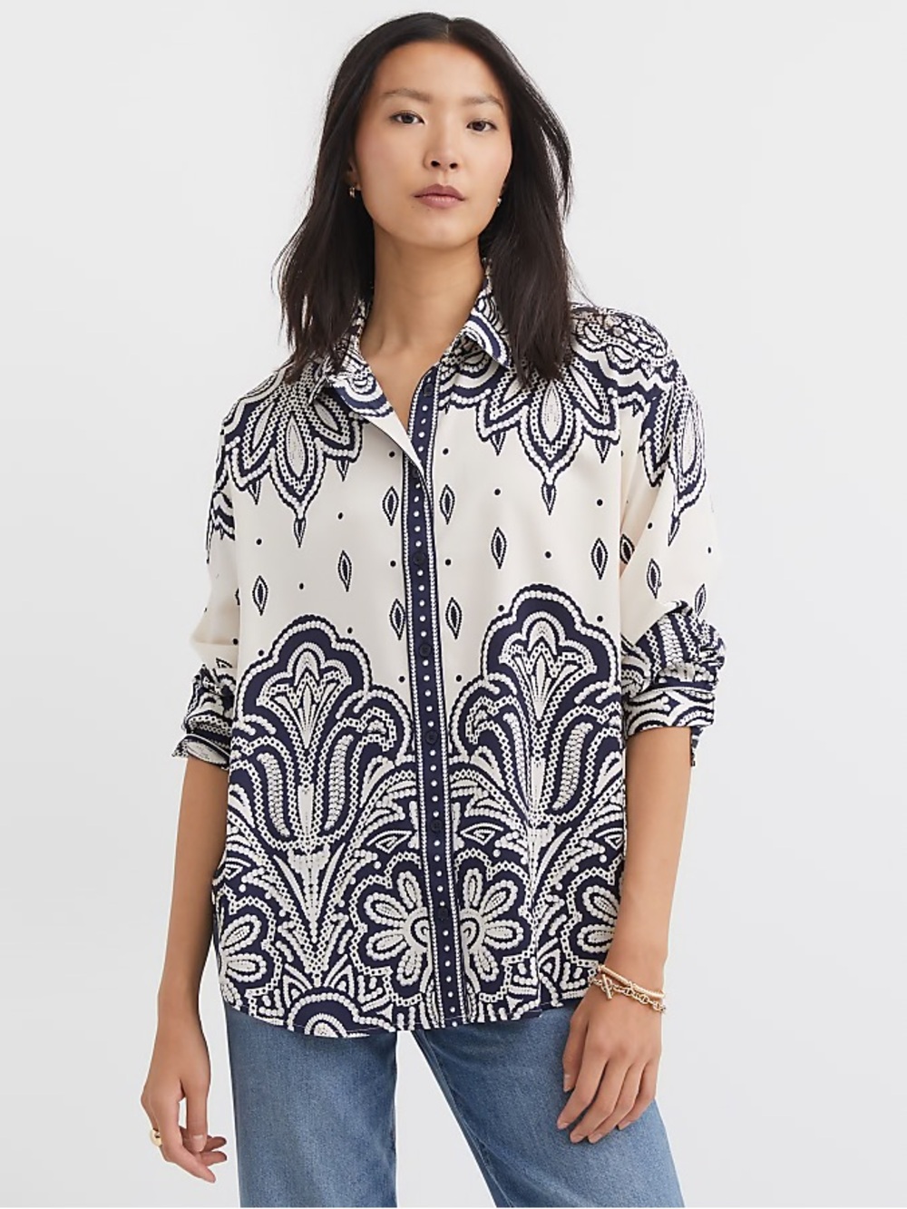 LOFT Paisley Everyday Tunic Shirt Blouse